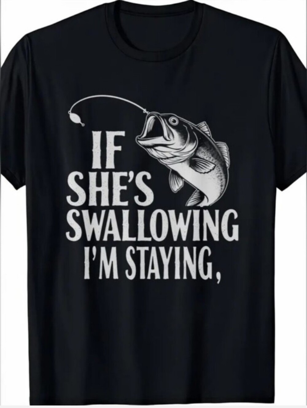 Mens Black Fishing Graphic Tee